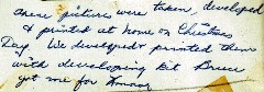 Note about photos being developed at home on Christmas day